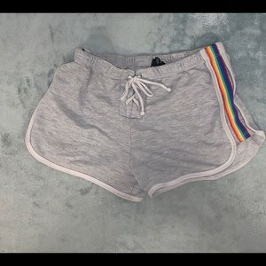 Nice and comfy gray shorts with rainbow sides!!
